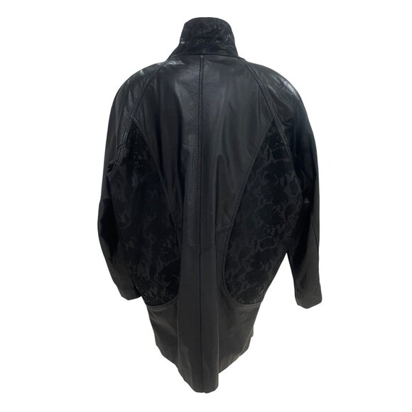 Vintage Black Leather Oversized Jacket Exotic Korea Moto Streetwear Baddie XL - Picture 8 of 16